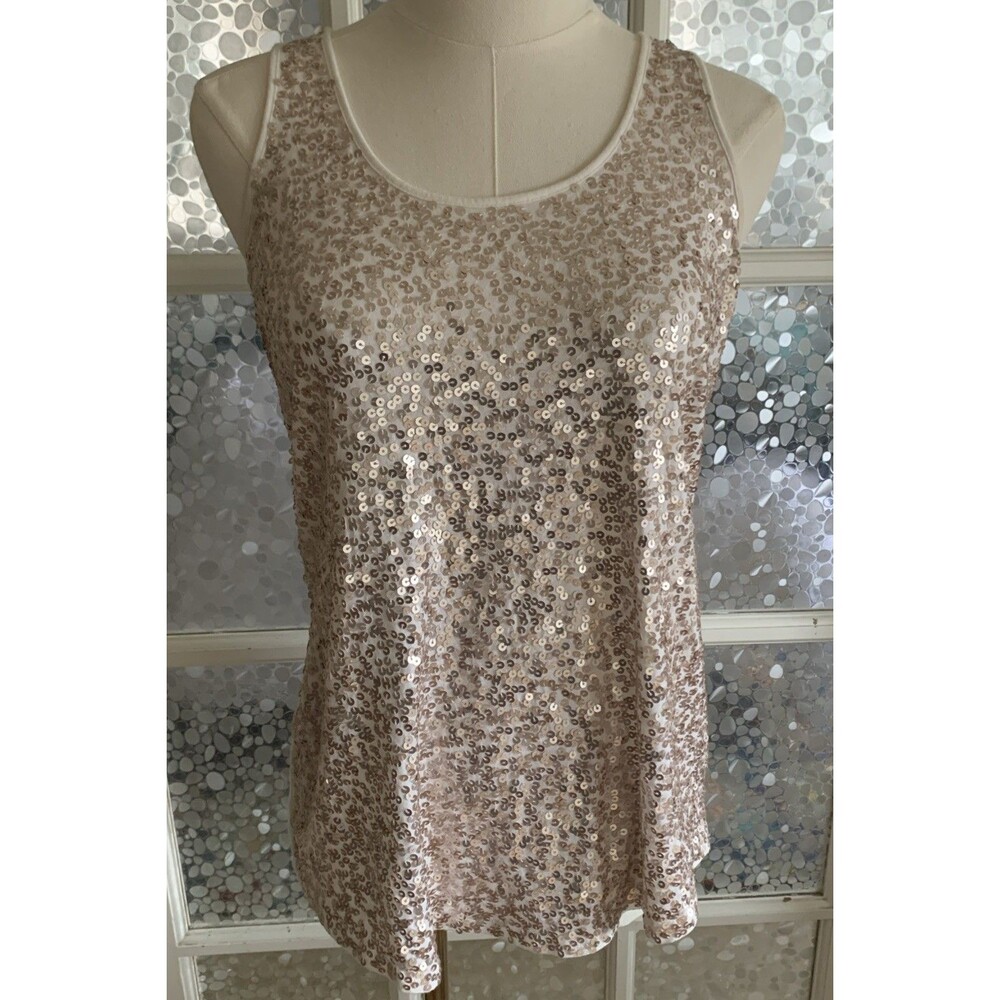 Express Sequin Tank Top Vtg Y2K Dreamweight Cotton Sz M